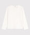 Girls' Long-Sleeved Cotton T-Shirt MARSHMALLOW white