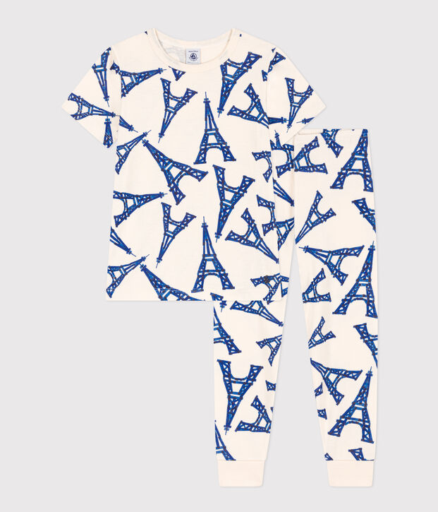 Children's Unisex Short-Sleeved Cotton Pyjamas Ecru/multicolor