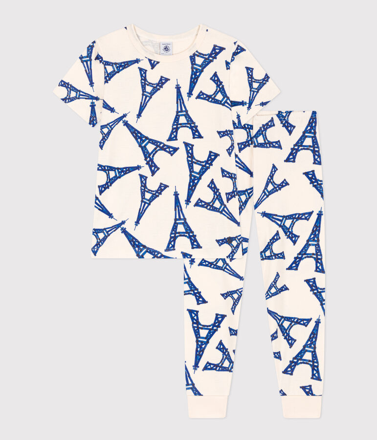 Children's Unisex Short-Sleeved Cotton Pyjamas AVALANCHE white/MULTICO