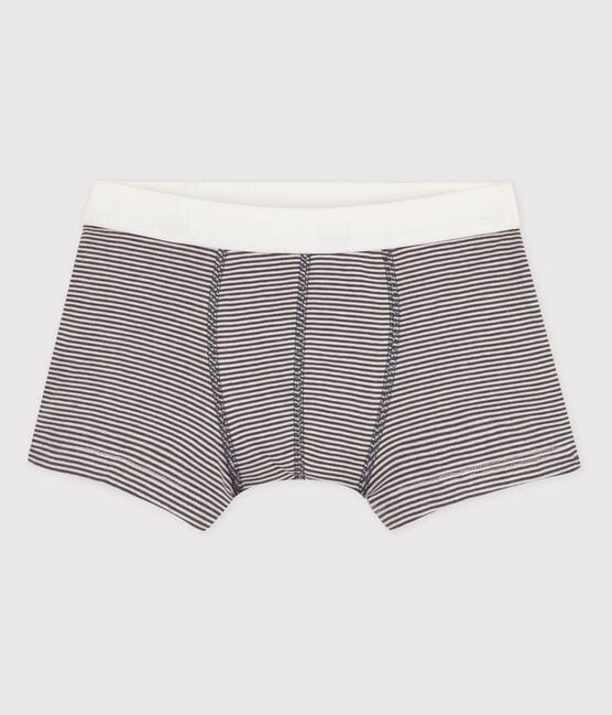 Boys' Cotton Boxer Shorts MAKI grey/MARSHMALLOW white
