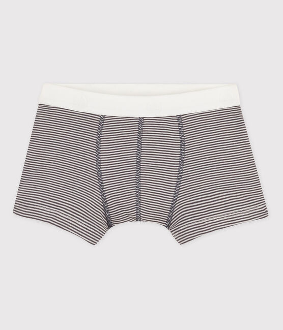 Boys' Cotton Boxer Shorts MAKI grey/MARSHMALLOW white