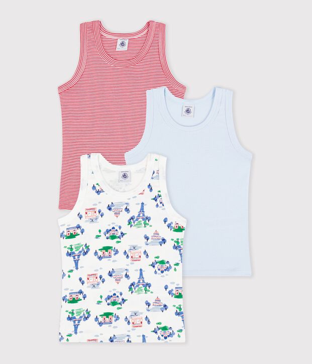 Pack of children's Paris print cotton tank tops multicolor