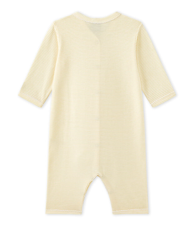 Baby girl's footless sleepsuit in milleraies stripes grey/multicolor