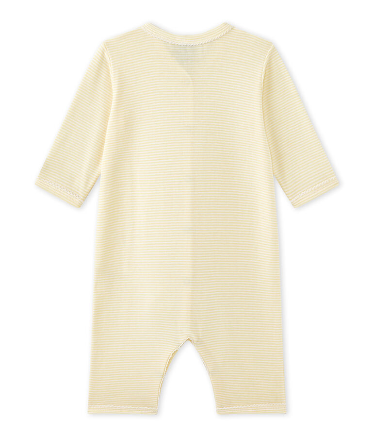 Baby girl's footless sleepsuit in milleraies stripes grey/multicolor