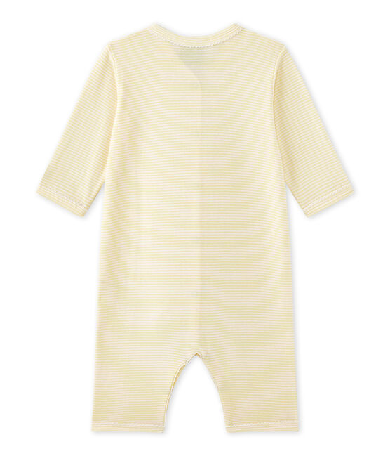 Baby girl's footless sleepsuit in milleraies stripes TEMPETE yellow/MULTICO white