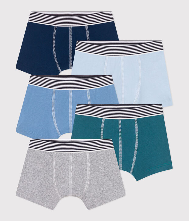 Children's plain cotton boxers - 5-pack multicolor