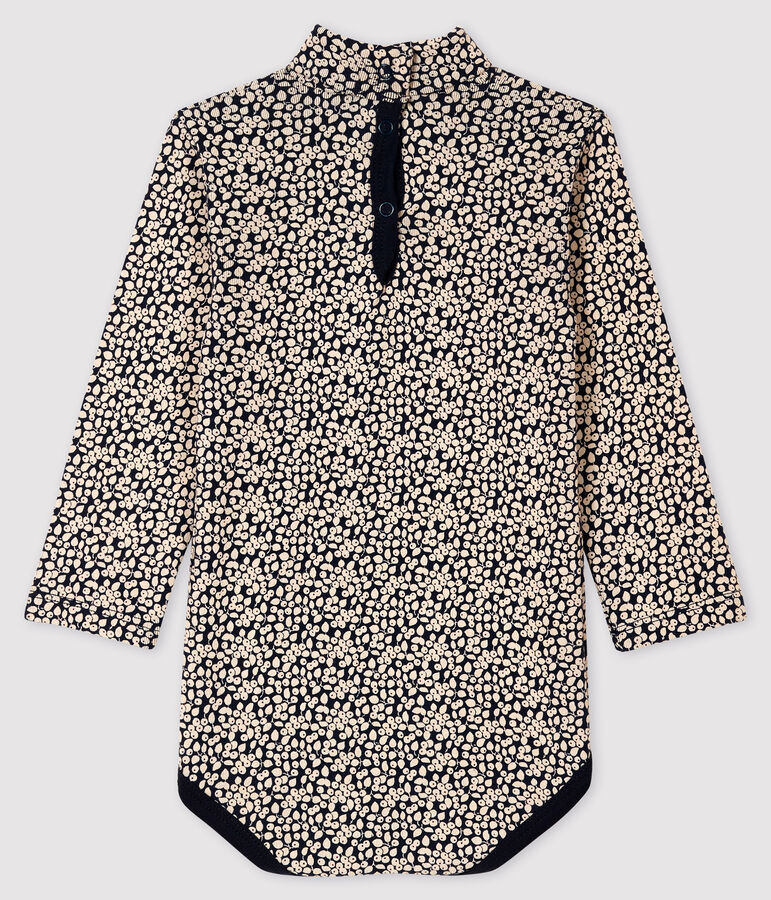 Babies' Long-Sleeved Roll-Neck Bodysuit blue/white