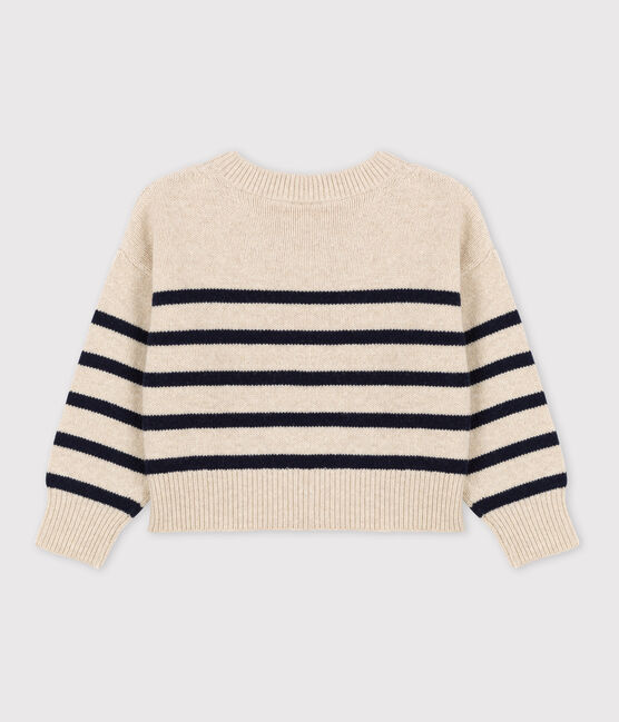 Children's Unisex Stripy Wool/Cotton Pullover AVALANCHE white/SMOKING blue