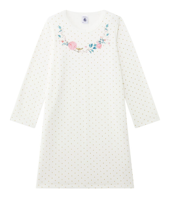 Chemise de nuit fille en bouclette velours LAIT white/OR yellow