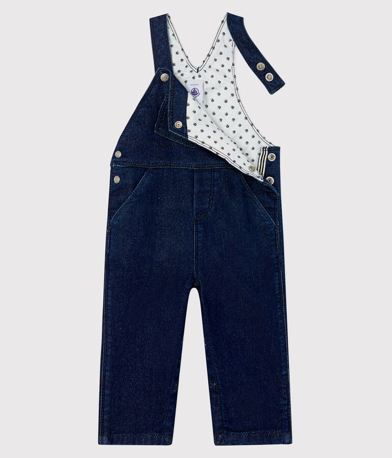 Babies' Denim Fleece Dungarees blue
