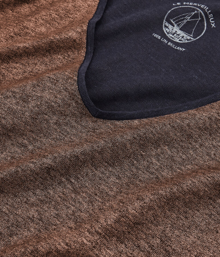 Women's long-sleeved iridescent linen t-shirt blue/pink