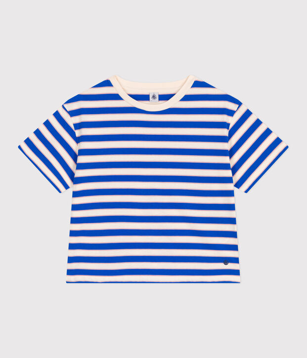 The Boxy stripy cotton T-Shirt for women Ecru/multicolor