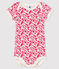 Baby Girls' Short-Sleeved Bodysuit MARSHMALLOW white/FLASHY pink