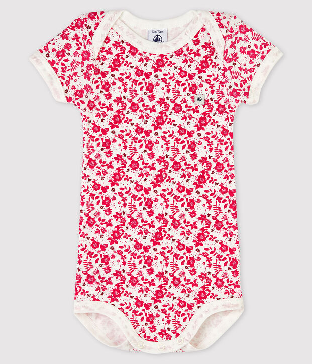 Baby Girls' Short-Sleeved Bodysuit white/pink