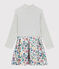 Girls' Long-Sleeved Tube Knit Dress MARSHMALLOW white/MULTICO white
