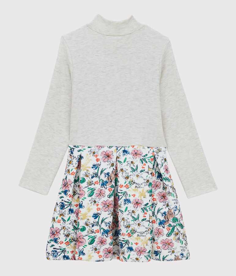 Girls' Long-Sleeved Tube Knit Dress white/multicolor