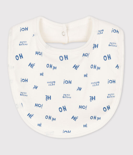 Babies' Patterned Cotton Bib MARSHMALLOW white/CREPUSCULE