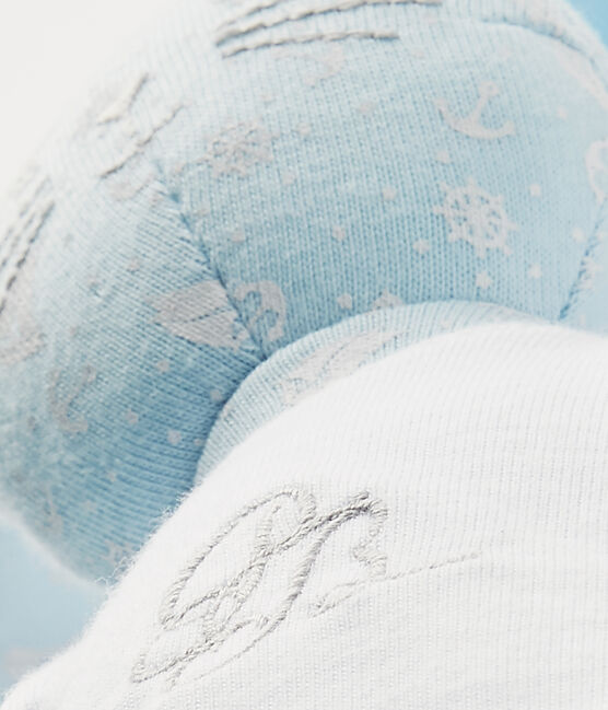 Printed rabbit comfort object TOUDOU blue/ECUME white