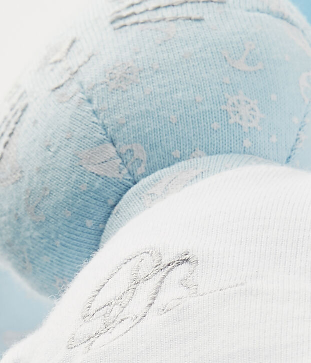 Printed rabbit comfort object blue/white