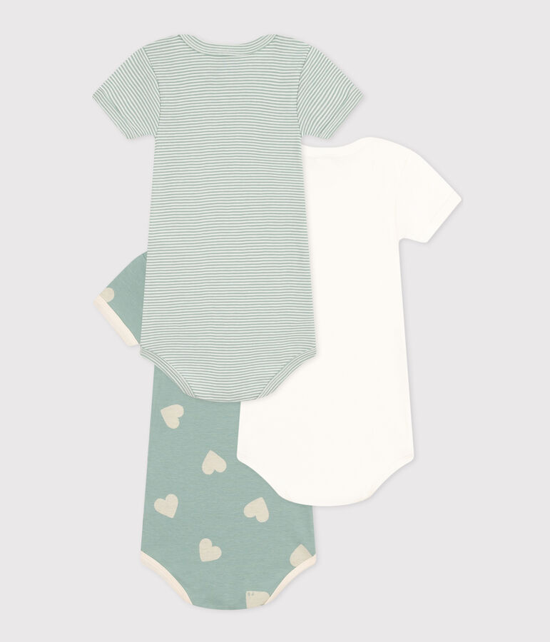 Babies' Short-sleeved Cotton Bodysuits - 3-Pack multicolor