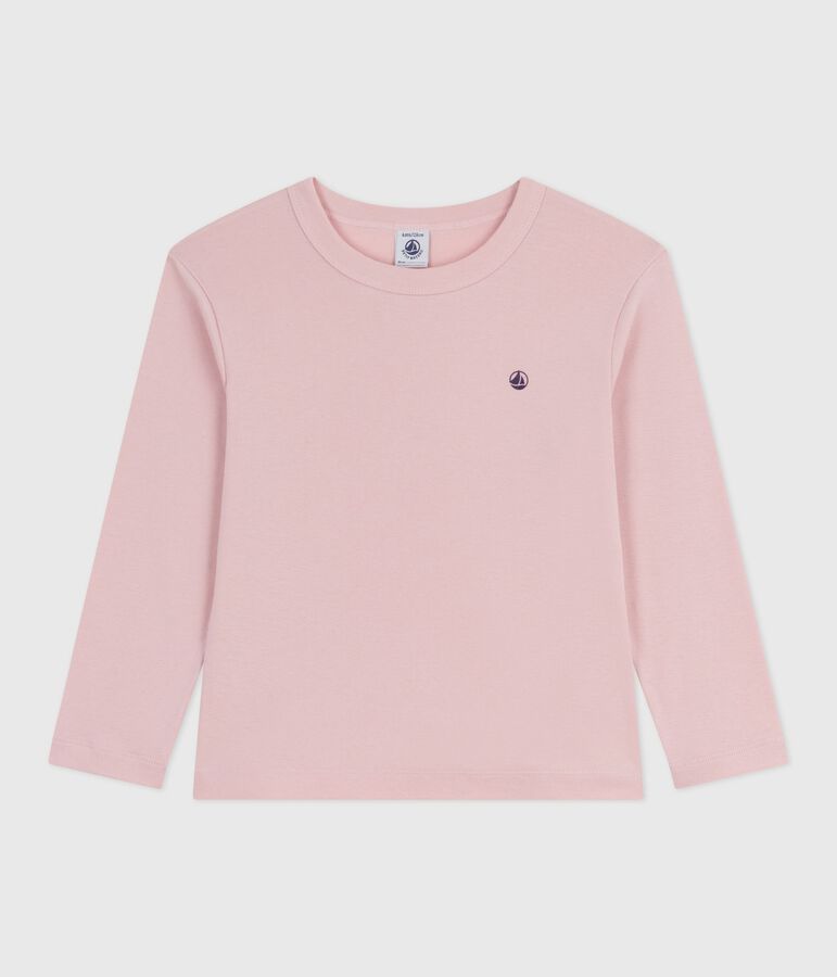 Children's long-sleeved plain cotton T-shirt pink