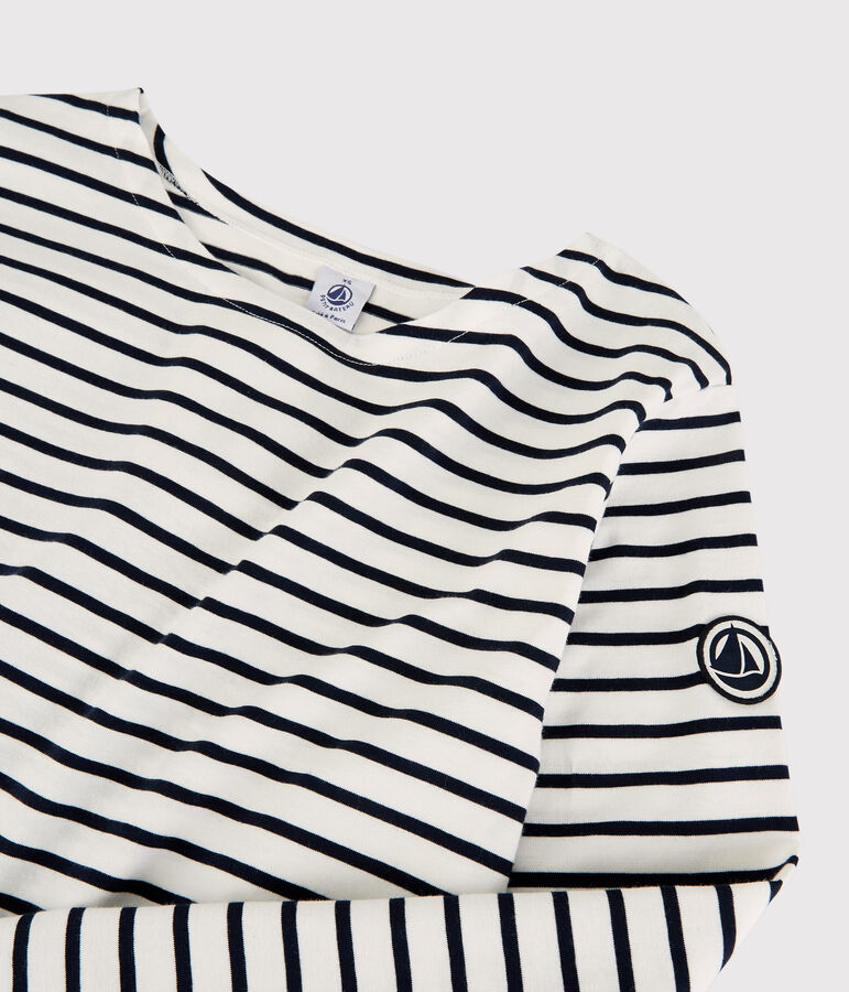 Women's Light Breton Cotton Top MARSHMALLOW white/SMOKING blue