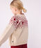 Children's cotton and wool patterned jacquard cardigan AVALANCHE Ecru/AMARANTE