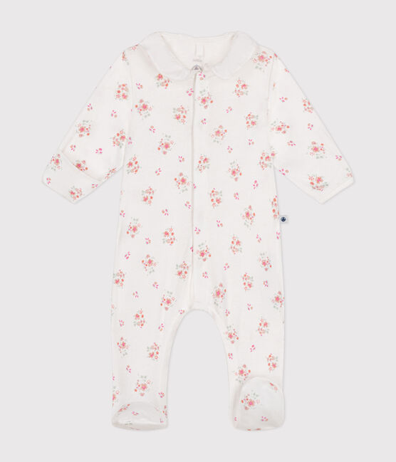 Babies' floral print cotton pyjama suit MARSHMALLOW white/MULTICO white