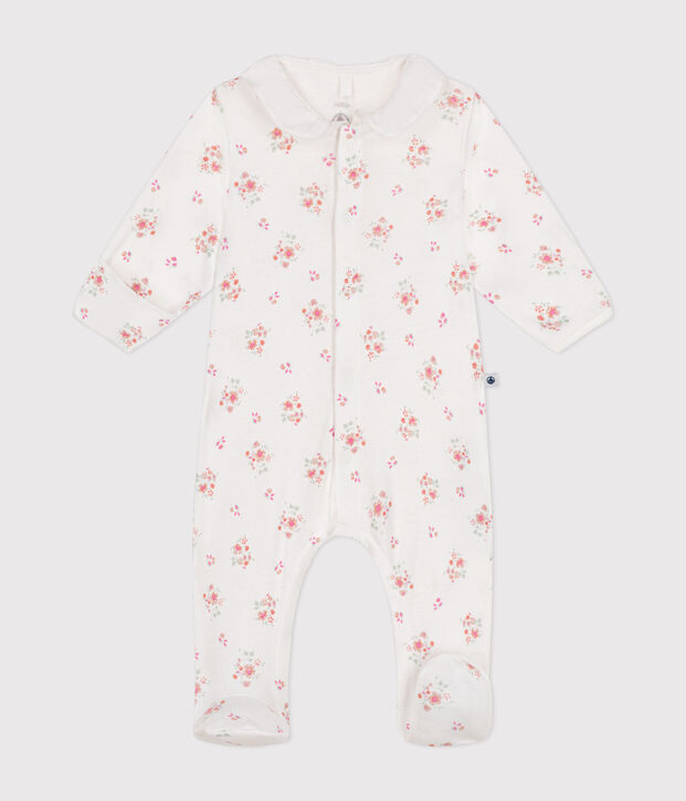 Babies' floral print cotton pyjama suit white/multicolor