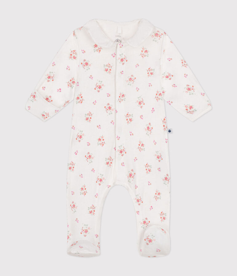 Babies' floral print cotton pyjama suit white/multicolor