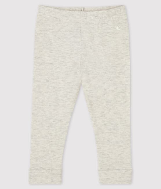 Baby girl's leggings in plain 1x1 rib knit MONTELIMAR CHINE beige