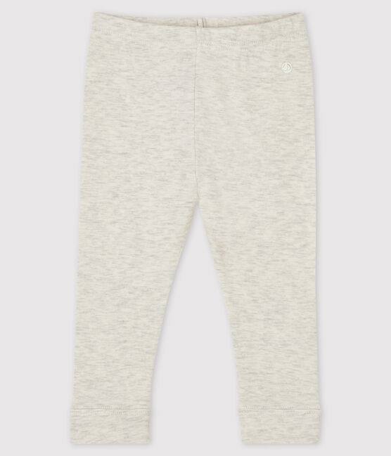 Baby girl's leggings in plain 1x1 rib knit MONTELIMAR CHINE beige