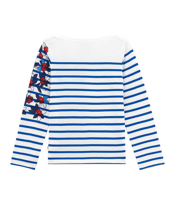 Girls' Creative Striped Top MARSHMALLOW white/PERSE blue