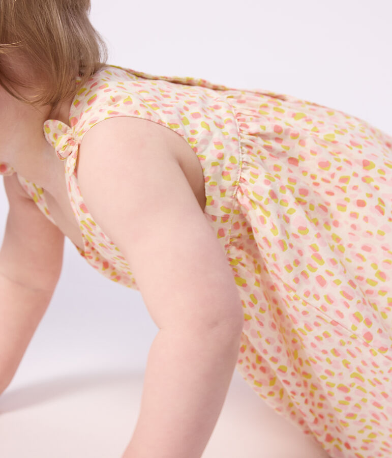 Babies' sleeveless printed cotton dress white/multicolor