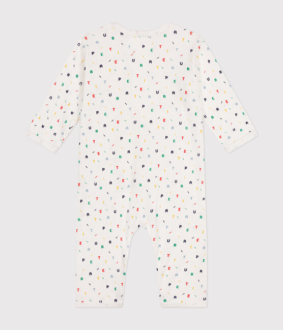 Babies' footless cotton pyjamas MARSHMALLOW white/MULTICO white