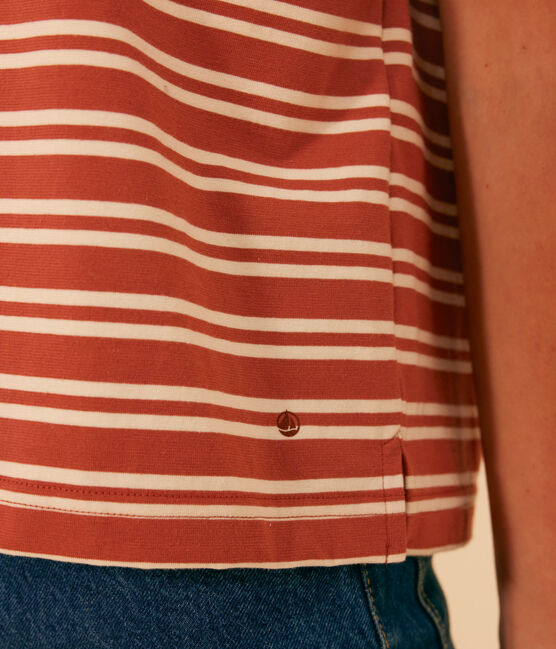 Women's Boxy Stripy Cotton T-Shirt FAMEUX /AVALANCHE