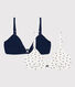 Girls' Heart Patterned Cotton and Elastane Bras - 2-Pack