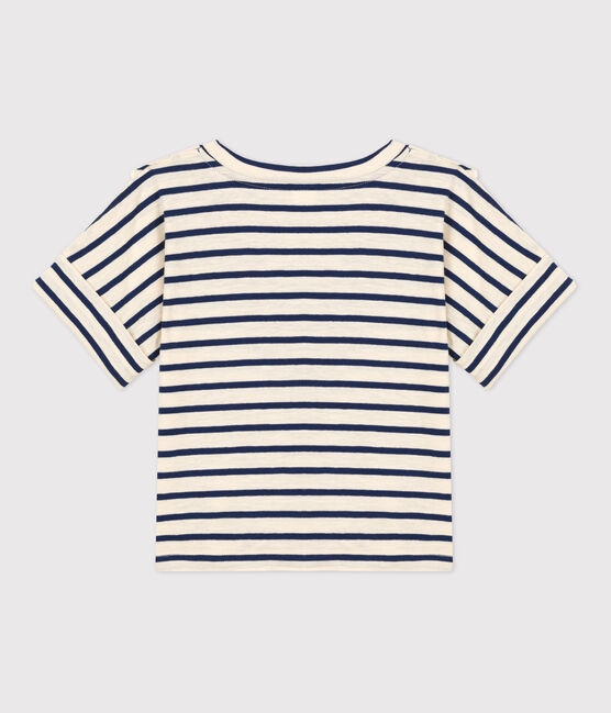 Girls' Short-Sleeved Cotton T-Shirt AVALANCHE white/MEDIEVAL