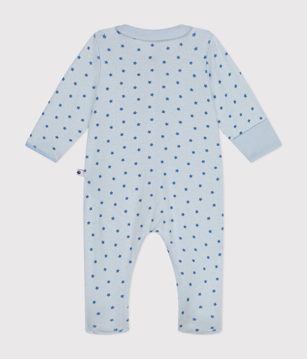 Babies' printed cotton pyjamas blue/blue