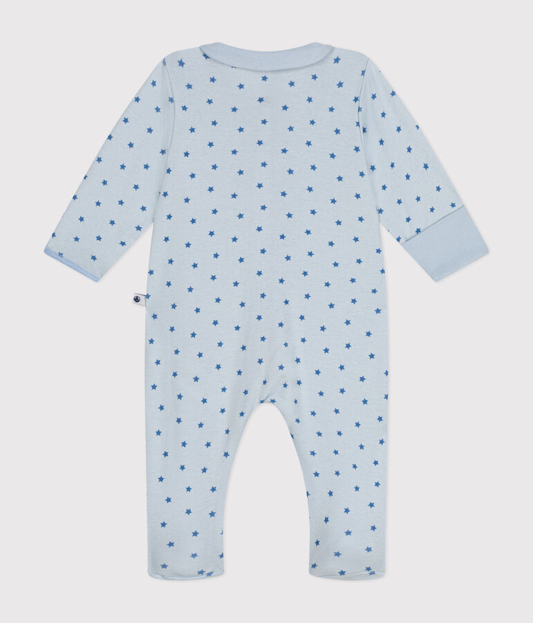 Babies' printed cotton pyjamas blue/blue