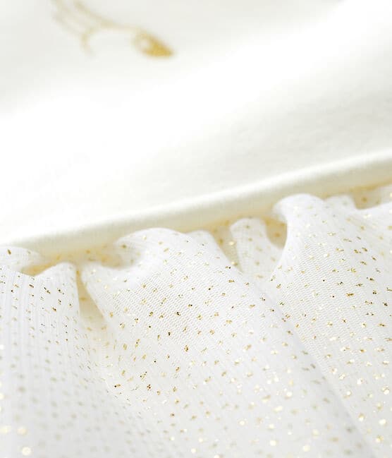 Baby Girls' Long-Sleeved Dual Material Dress MARSHMALLOW CN white