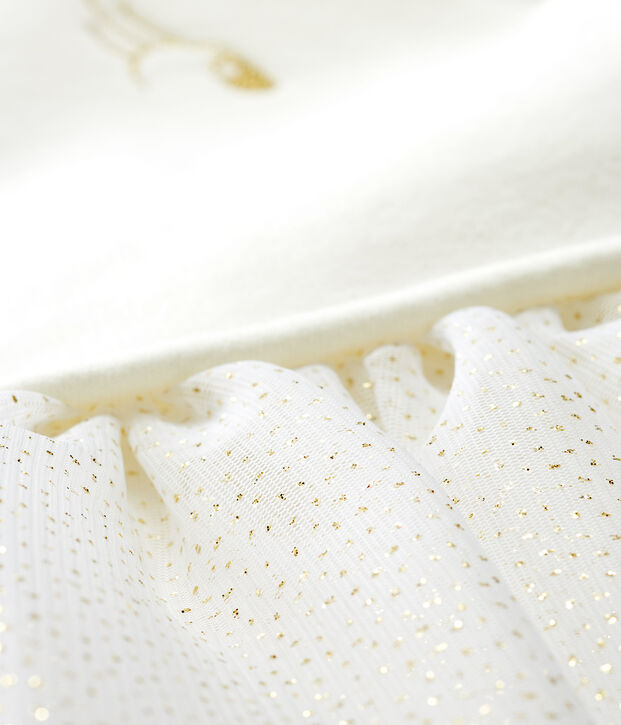 Baby Girls' Long-Sleeved Dual Material Dress white