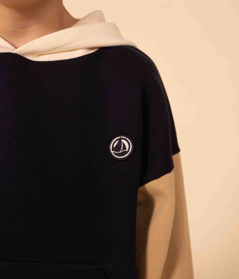 Boys' hooded sweatshirt blue/multicolor