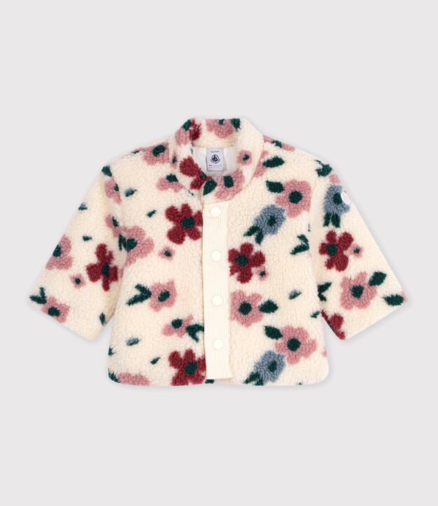 Babies' padded coat in floral print sherpa Ecru/multicolor