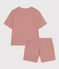 Women's Stripy Cotton Pyjama Shorts and T-shirt FAMEUX /MARSHMALLOW