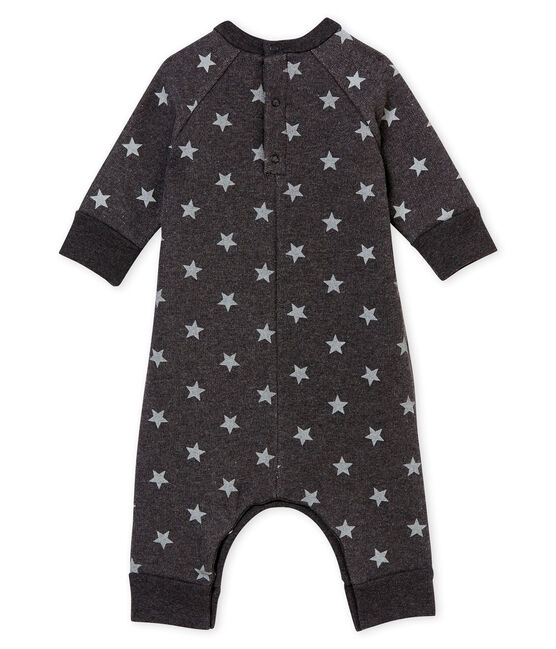 Baby boy's long print snowsuit CITY black/GRIS grey
