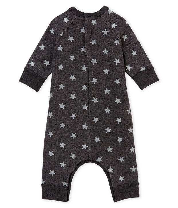 Baby boy's long print snowsuit grey/grey
