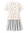 Girl's low-waisted dress in a double knit MARSHMALLOW white/MULTICO white