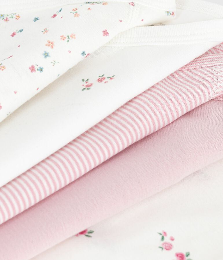 Pack of babies' long-sleeved printed cotton wrapover bodies multicolor