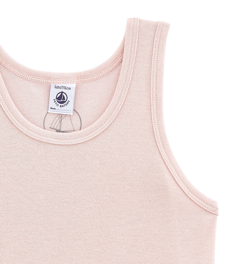 Little girl's vest top in wool and cotton JOLI pink
